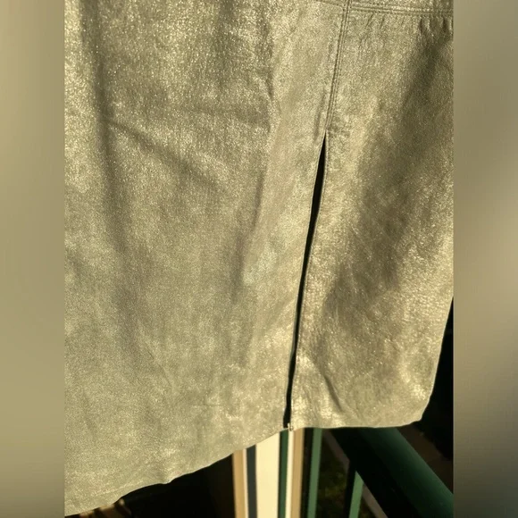 🆕Jane Doe Collection 💯Genuine Leather Light Green Pencil Skirt Midi Split Size M - Picture 7 of 13